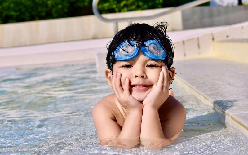 a child in a pool
